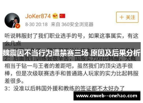 魏震因不当行为遭禁赛三场 原因及后果分析 魏震因不当行为遭禁赛三场 原因及后果分析