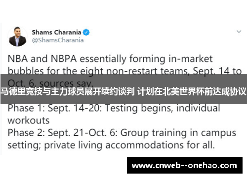 马德里竞技与主力球员展开续约谈判 计划在北美世界杯前达成协议